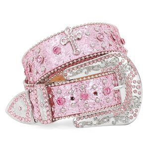 9484 Sparkly Rhinestone Diamond Sequin Studded Belt For Men & Women - Western